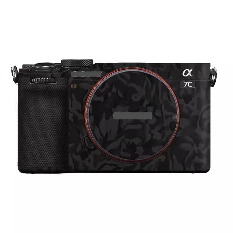 Camera Skin Wrap A7C2 Anti-Scratch Sticker Coat Vinly Protective Film Body Protector Decals Cover for Sony A7CR A7C II (Shadow Camo Black)