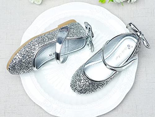 Girl's Mary Jane Ballet Flats with Bow Flower Girl Wedding Party Ballerina Dress Shoes4