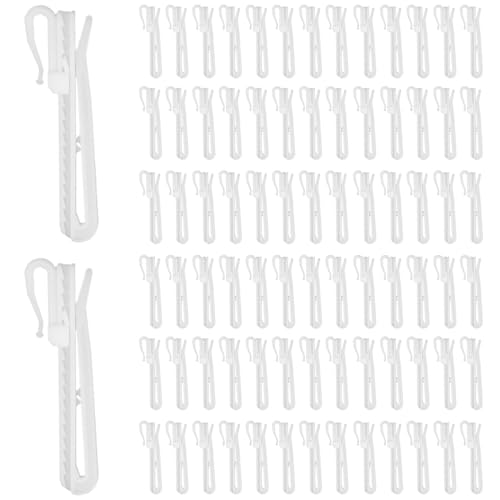 80 Pcs Adjustable Plastic Pinch Pleat Curtain Hooks & Clips - Durable Curtain Hooks for Drapes, Window, Door & Shower Curtains - Easy to Use Curtain Pin Hooks