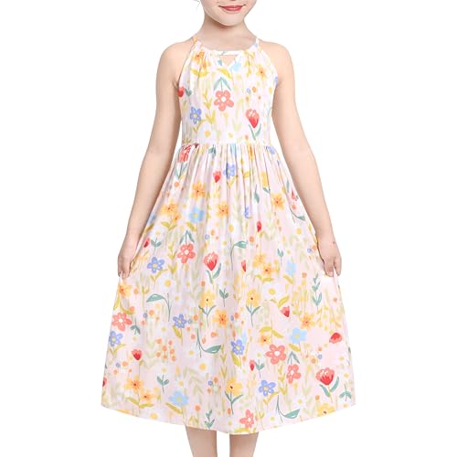 Sunny Fashion Girls Dress Tie Back Flower Black Pink Casual Dress Party