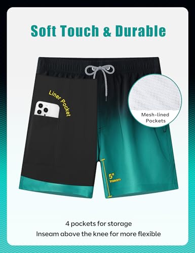Image of APTRO Men's Swim Trunks with Compression Liner 5 Inch Bathing Suit Beach Swimsuits