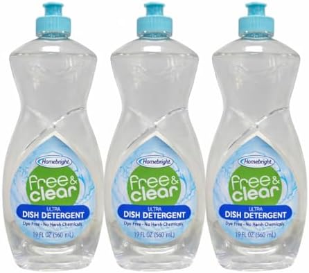 HOMEBRIGHT [ 3 Pack ] Free & Clear Concentrated Hypoallergenic Dish Detergent Baby Safe Gentle Formula No Dyes, No Harsh Chemicals 19 FL OZ (560 mL) image 5