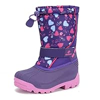 CIOR Kids Snow Boots for Boys Girls Toddler Winter Outdoor Boots Waterproof with Fur Lined(Toddler/Little Kids) Love Purple-29/30