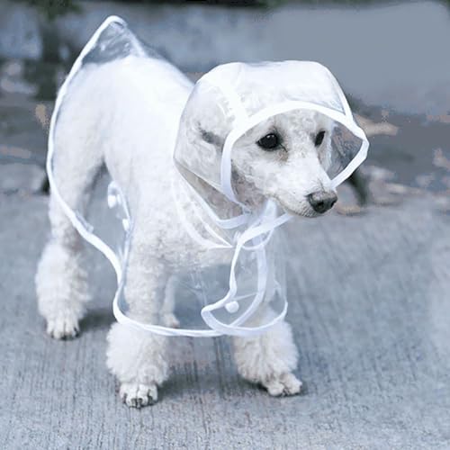 Syiyunran Regenjacken Hund Wasserdicht - White Trim, 1pc, Dog Raincoat für Hunde Mit Einem Gewicht Von 3,5-4,5kg, Regenjacken für Hunde Einfach zu Tragen, Winddicht und Regenfest Regencape