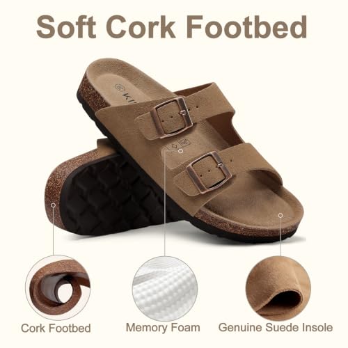 Image of KIDMI Women's Cork Footbed Casual Summer Sandals with Mild Arch Support
