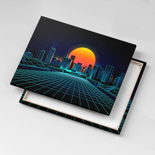 Tableaux 80x60cm Cyberespace urbain Wallfluent pour décoration murale