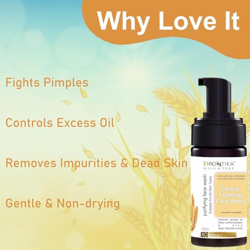 Image of Drontika Wild & Pure 2% Oat & Tea Tree Oil Deep Nourish Foaming Face Wash For Dry, Sensitive Skin | Non-drying Face Wash For Women & Men 150ml. (Oat Blossom)
