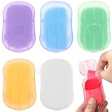 Luxshiny 6 Cajas de Jabón de Papel Portátil 120 Hojas Surtidas Aromas (Rosa, Jazmín, Leche, Artemisa, Naranja) para Viaje, Camping y Senderismo, Accesorio Práctico para Limpieza Personal
