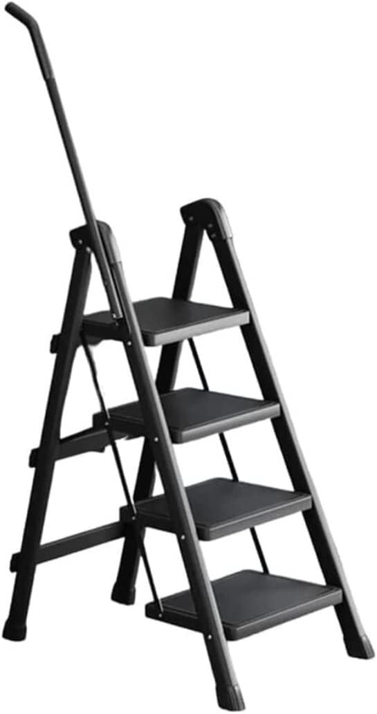 Step Ladder Folding Ladder with Handrails Small Step Ladder with Wide Pedals Multipurpose Step Ladders 330lb Folding Ladder Telescopic Ladder(Color:Black,Size:3 Step Ladder)