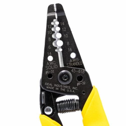 Image of IDEAL Electrical 45-618 Reflex Super T-Stripper - 8-116 AWG, Yellow, Wire Stripper, Plier Nose, Slide Lock, Textured Grips