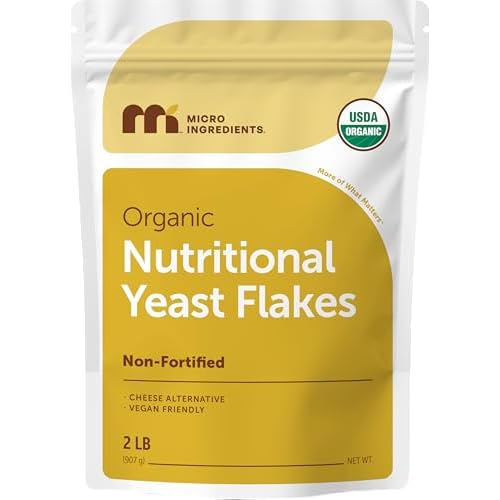 Micro Ingredients Organic Non-Fortified Nutritional Yeast Flakes, 2 Pounds | Vegan Protein, B Vitamins & Beta-glucans | Keto Friendly, Dairy Free Chee