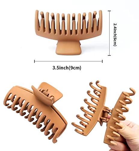 Vsiopy 6 Pack Medium Large Claw Clip For Thin Hair, 3.5 Inch Hair Jaw Clips For Thick Hair, Double Row Hair Clips For Women & Girls Strong Hold Matte Hair Claw Clips #TOP2