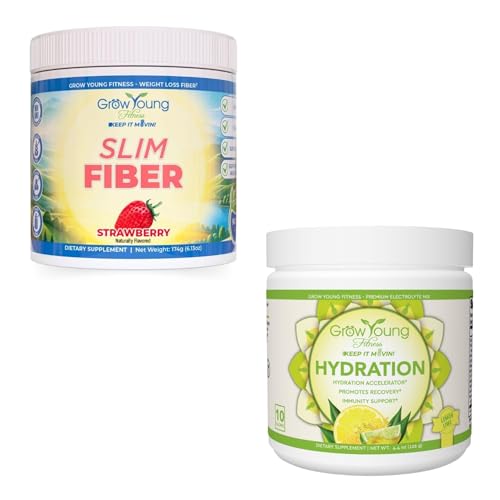 Grow Young Fitness Slim Fiber Supplement and Lemon Lime Hydration Powder - Digestive Support and Hydration for Elderly