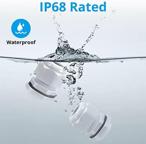 10 Pack M20 20mm IP68 Waterproof White Cable Glands, Suitable for 6mm - 12mm Cables, Plastic Nylon Compression Glands Connectors with Locknut and Washer - AVARTEK