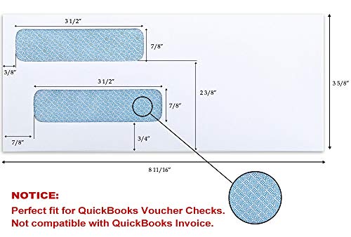 ValBox 200 Count #8 Double Window Envelopes 3 5/8" x 8 11/16" Flip and Seal Double Window Security Check Envelopes- Security Tint Pattern Designed for Home Office Secure Mailing - Thumbnail 2