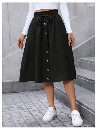 SweatyRocks Women's Summer Casual Midi Skirts High Waist Button Going Out Women Skirts with Pockets4
