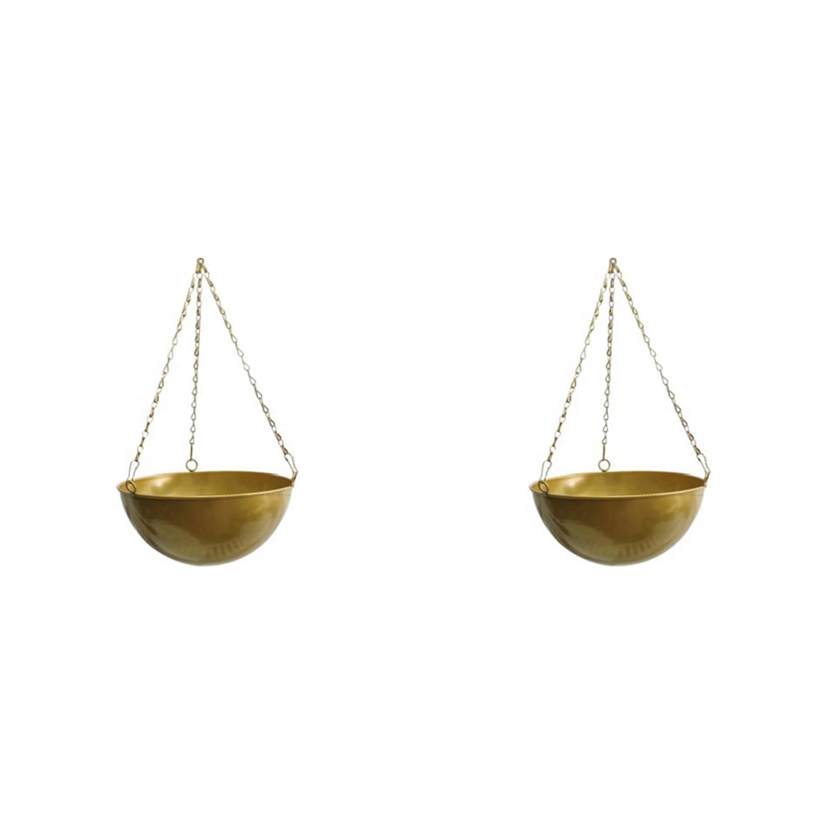 Panier suspendu doré en métal pour plantes intérieures (Lot de 2)