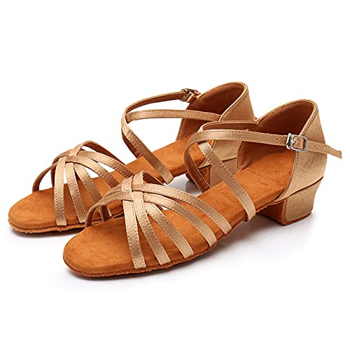 YKXLM Women's Satin Latin Dance Shoes Ballroom Salsa Tango Professional Performance Practice Dancing Shoes, Model WH12023