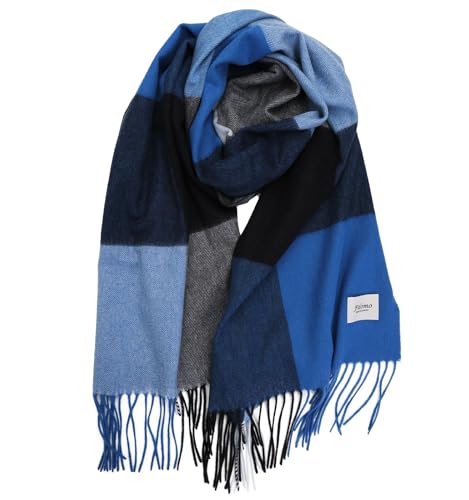 [Filomo] マフラー カシミヤ 100% 大きめ レディース メンズ ストール 【極ふわカシミヤ×22バリエーション】 (大判,ロイヤルブルーチェック)の商品画像（Amazon）