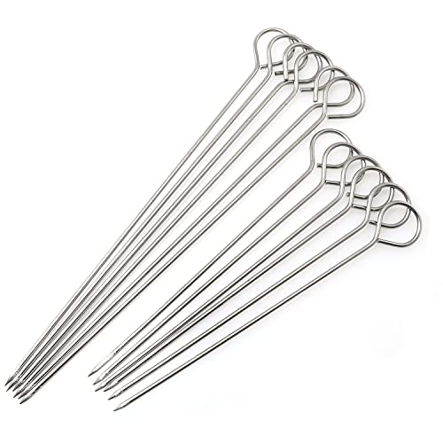 LODDEYEE 12pcs Stainless Steel Roast Goose Needle Barbecue Skewers, BBQ Skewers, Shish Kebab Kabob Skewers Turkey Lacers for Trussing Turkey