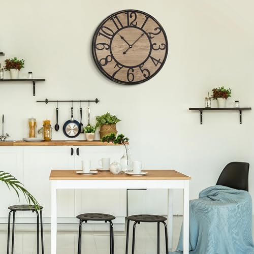 Horloge murale decorative 60 cm en bois pour habiller un grand mur vide et silencieusement - 7