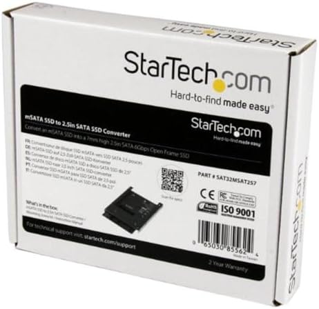StarTech.com mSATA SSD to 2.5in SATA Adapter Converter - mSATA to SATA Adapter for 2.5in Bay with Open Frame Bracket and 7mm Drive Height (SAT32MSAT257)
