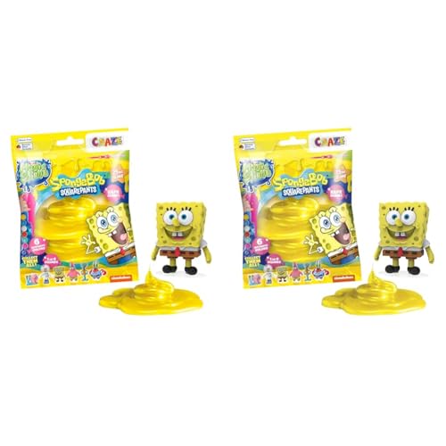 CRAZE Magic Slime Bag Sponge Bob - Juego de Limo para niños en Bolsa de 75 ml con Bob Esponja Sorpresa, Inodoro, sin residuos (Paquete de 2)