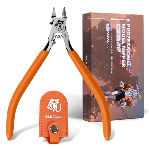 RUITOOL Model Nippers, Model Tools for Advancers to Repair and Fix Plastic Models, Ultra-thin Single Blade Model Nipper, Non-slip Grip 4.7 Inch Sprue Cutter for Plastic Model Building