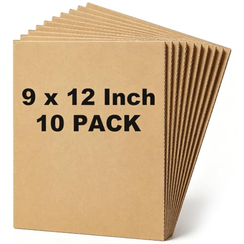 Image of Henoyso 10 Pack 9 X 12 Inch Brown Cardboard Sheets | Corrugated Flat Inserts for Packing Shipping Mailing, Protective Separators for Fragile Items Dishes, DIY Crafts Projects