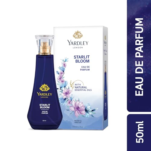 Image of Yardley London Starlit Bloom Eau de Parfum for Women, 50ml - Natural Essential Oils, Floral EDP Perfume | Peony & Freesia Fragrance