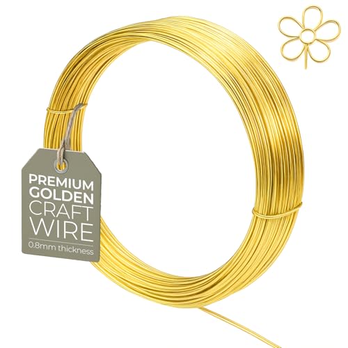 0.8mm (20 Gauge) x 6m Gold Colour Non-Tarnish Craft Wire for Jewellery, Wire Wrapping, Sculpting, Hobby Craft, Wire Modelling
