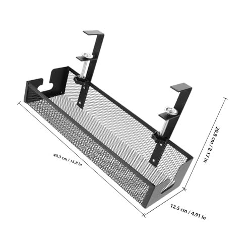 SHINEOFI Organizador de Bandeja para Cables de Escritorio de Metal, Canasta de Alambre, Portacables Grande de 40 cm, Negro para Oficina y Hogar miniatura 2