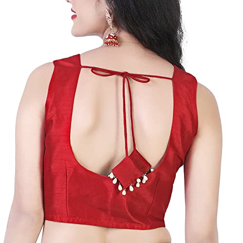 Image of Studio Shringaar Women's Readymade Polyester Sleeveless Saree Blouse