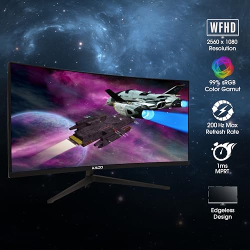 Image of Kado 2-Pack 30 inch 21:9 Ultrawide Curved 1800R 200Hz 2560x1080 Gaming Monitor | AMD FreeSync Premium DisplayPort HDMI, Stacked Gaming Multi-View Split Screen Streaming, VESA Mount Built-in Speakers