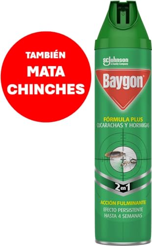 Miniatura 2 de Baygon Aerosol - Insecticida Para Cucarachas, Hormigas Y Chinches Fórmula Plus, Acción Inmediata, Protección Duradera, Unidad, 400 M