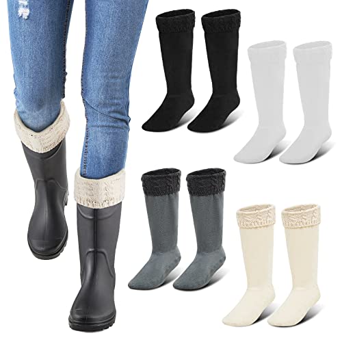 4 Pairs Hunting Boots Socks Stitch Cable Boot Sock Winter Fleece Socks