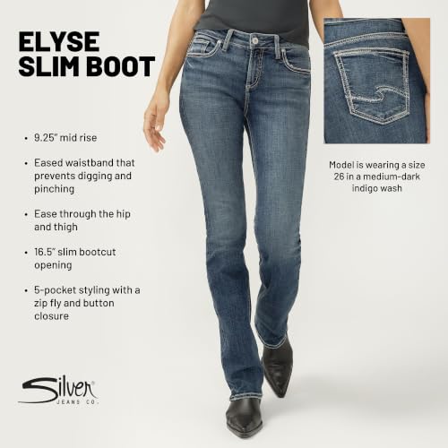 Image of Silver Jeans Co. Women's Elyse Mid Rise Comfort Fit Slim Bootcut Jeans