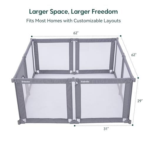 Image of Babelio Foldable Playpen for Babies and Toddlers- Adjustable Shape & Area, Playpen with Zipper Gate, Portable Baby Fence for Indoor & Outdoor, Multi-Functional Baby Play Yard