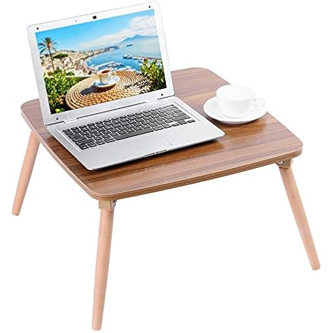 Pissente Multifunctional Folding Bed Laptop Table, Portable Bed Serving Table Breakfast Tea Table Square Wooden Coffee Table Laptop Desk for Sofa Bed Cover