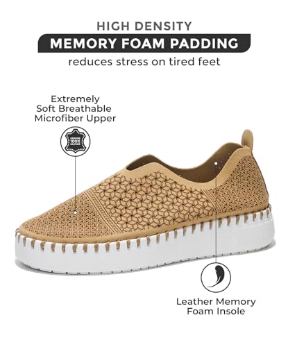 Image of Project Cloud Platform Sneakers for Women - Leather Insole Loafers for Women with Memory Foam - Casual Slip On Womens Loafers with Flexible Outsole (Aster)