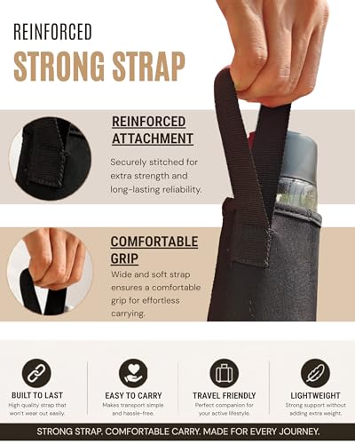 Image of Glass Water Bottle Cover Only (for 1 Litre and 750 ML) | Keeps Drink hot and Cold | Pair of 2 (Black)
