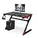Gaming Computer Desk with Large Carbon Fiber Surface Cup Holder & Headphone Hook for Home or Office, Gaming PC Desk Table