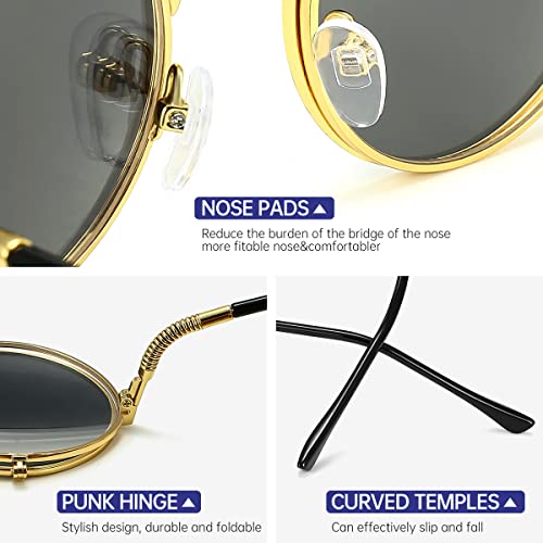 GYsnail Make the world clear Round Flip Up Sunglasses for Men, Flip-up Shades with Double Lenses, Small Hippie Eyewear 5