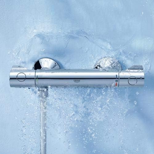 GROHE Grohtherm 800 34565001 Thermostatic Shower Mixer with 600 mm Shower Set Wall-Mounted Safety Lock at 38 °C / 43 °C Chrome