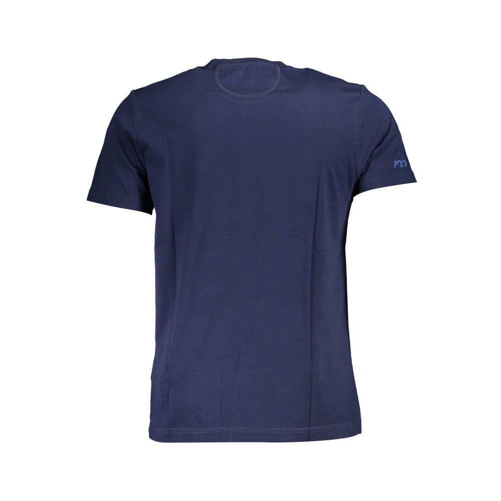 La Martina Niebieski T-shirt męski z bawełny