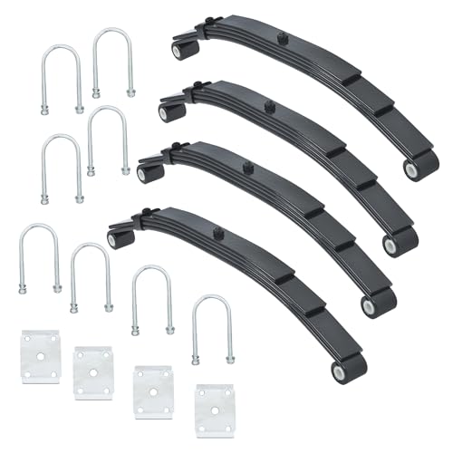 Thomletha 5000lbs Tandem Trailer Axle Suspension Kit - 4 Leaves 2500lbs Trailer Double Eye Spring U-bolt kit