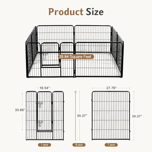Image of DUMOS Dog Playpen 40 Inch 8 Panels Indoor Outdoor Metal Pet Fence