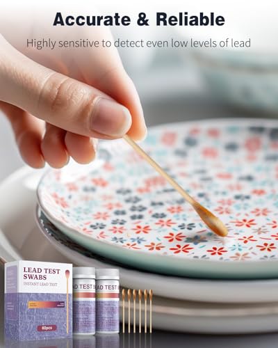 Pawfly 60 Pcs Blei-Test-Kit für Gerichte (Dip in Wasser zu verwenden) Instant Blei-Test-Tupfer mit Ergebnissen in 30 Sekunden Rapid Home Lead Testing Kit für Keramik Metall Spielzeug Schmuck & Holz