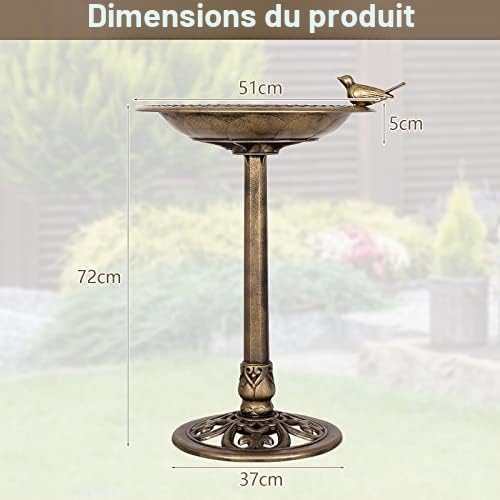 FANTASK Mangeoire pour Oiseaux Debout - Rétro - Un Oiseau sur Bol d'eau - Mangeoire pour Oiseaux Sauvages - pour Le Jardin
