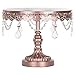 Amalfi Decor 10 Inch Cake Stand, Dessert Cupcake Pastry Candy Display Plate for Wedding Event Birthday Party, Round Metal Pedestal Holder with Crystals, Rose Gold